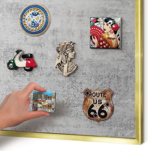 Magnetic board for magnets in a gold frame Gray surface