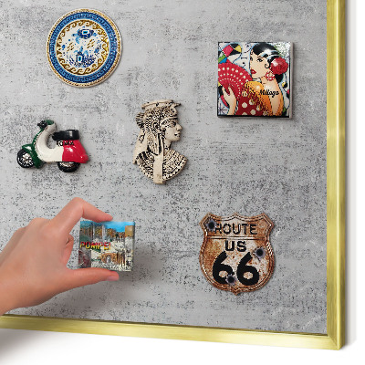 Magnetic board for magnets in a gold frame Gray surface