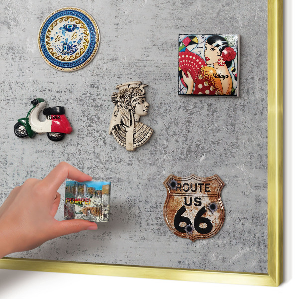 Magnetic board for magnets in a gold frame Gray surface