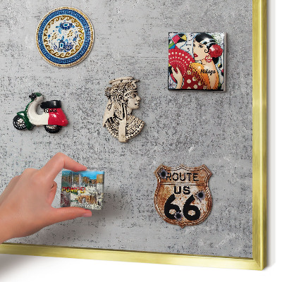 Magnetic board for magnets in a gold frame Gray surface