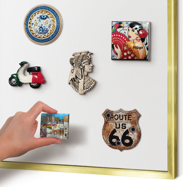 Magnetic board for magnets in a gold frame Pure white