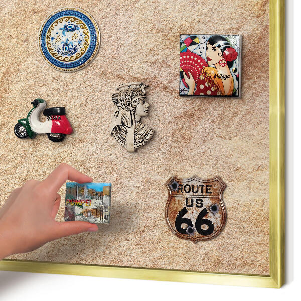 Magnetic board for magnets in a gold frame Stone texture