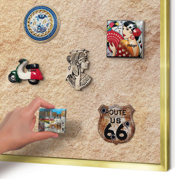 Magnetic board for magnets in a gold frame Stone texture