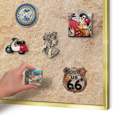 Magnetic board for magnets in a gold frame Stone texture