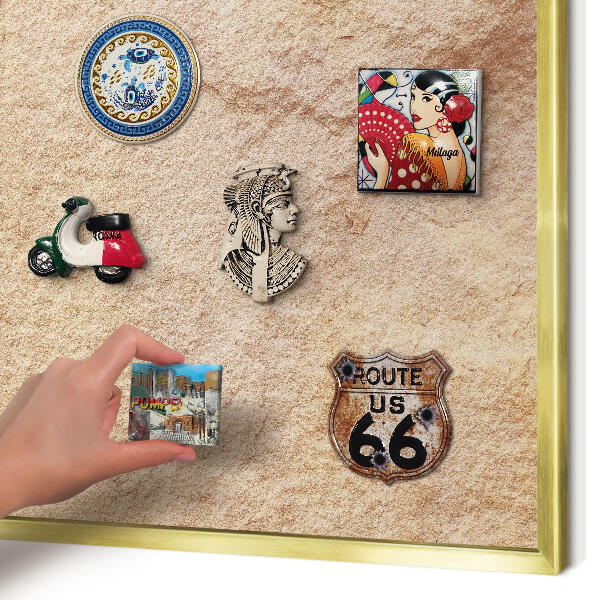 Magnetic board for magnets in a gold frame Stone texture
