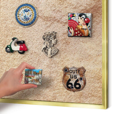 Magnetic board for magnets in a gold frame Stone texture