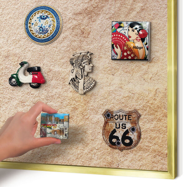 Magnetic board for magnets in a gold frame Stone texture