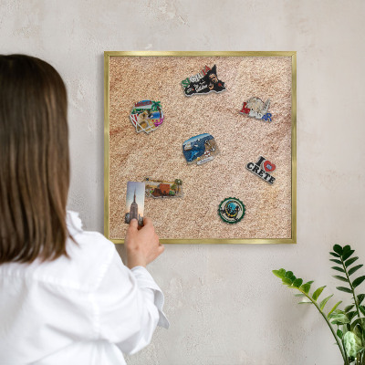 Magnetic board for magnets in a gold frame Stone texture