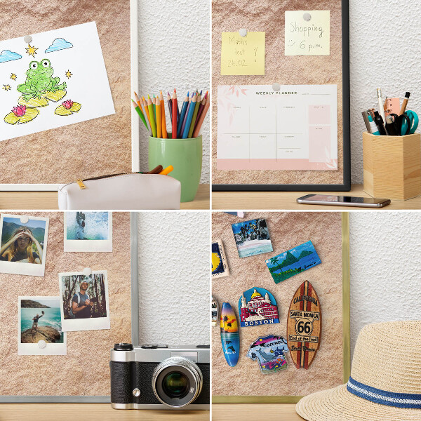 Magnetic board for magnets in a gold frame Stone texture