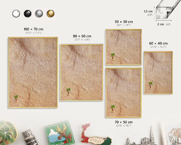 Magnetic board for magnets in a gold frame Stone texture