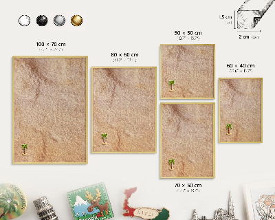 Magnetic board for magnets in a gold frame Stone texture