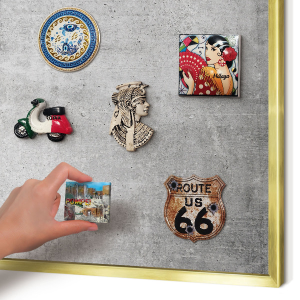 Magnetic board for magnets in a gold frame Concrete minimalism