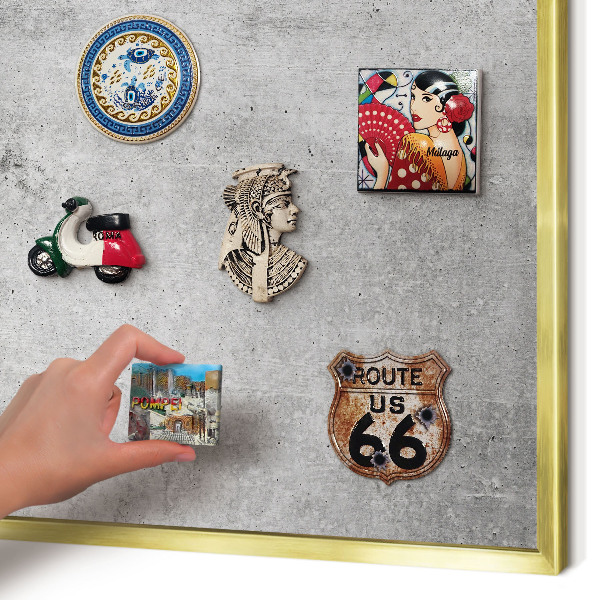 Magnetic board for magnets in a gold frame Concrete minimalism