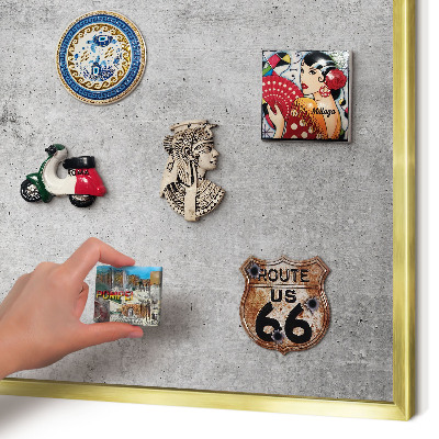 Magnetic board for magnets in a gold frame Concrete minimalism