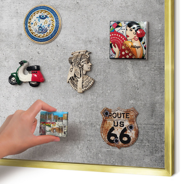 Magnetic board for magnets in a gold frame Concrete minimalism