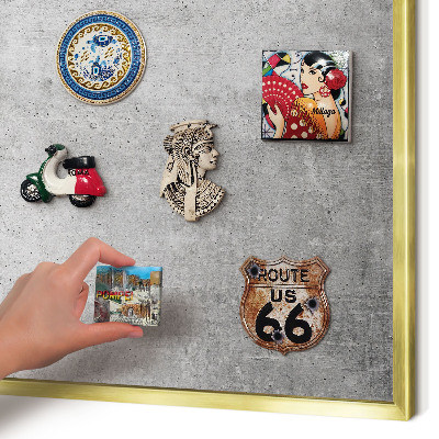 Magnetic board for magnets in a gold frame Concrete minimalism