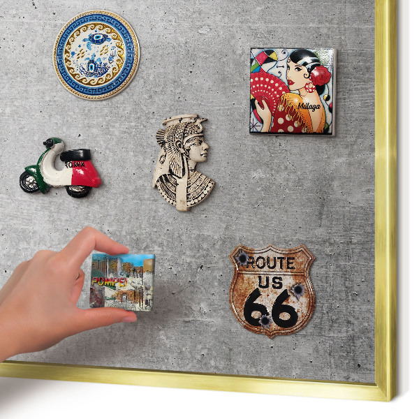Magnetic board for magnets in a gold frame Concrete minimalism
