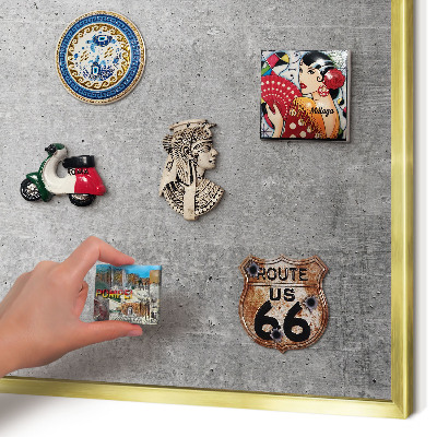 Magnetic board for magnets in a gold frame Concrete minimalism