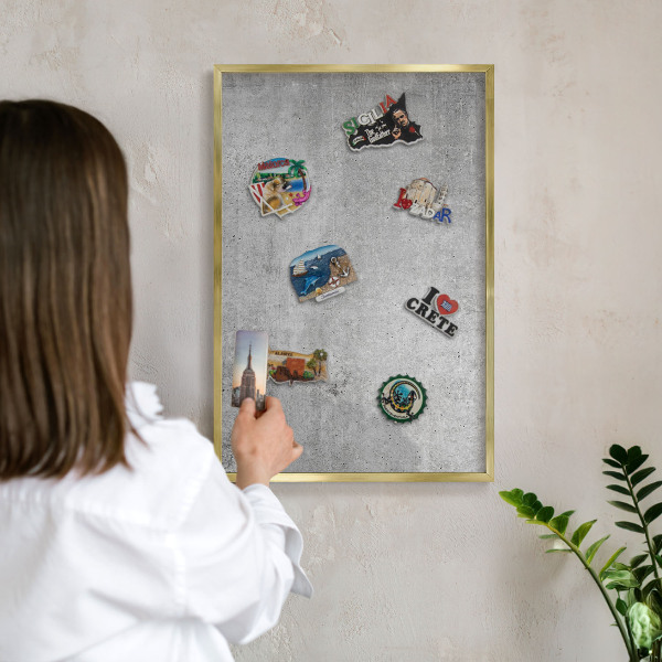 Magnetic board for magnets in a gold frame Concrete minimalism