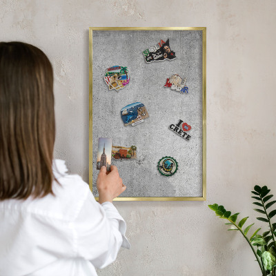 Magnetic board for magnets in a gold frame Concrete minimalism