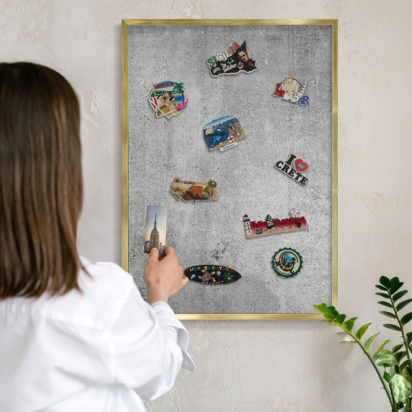 Magnetic board for magnets in a gold frame Concrete minimalism