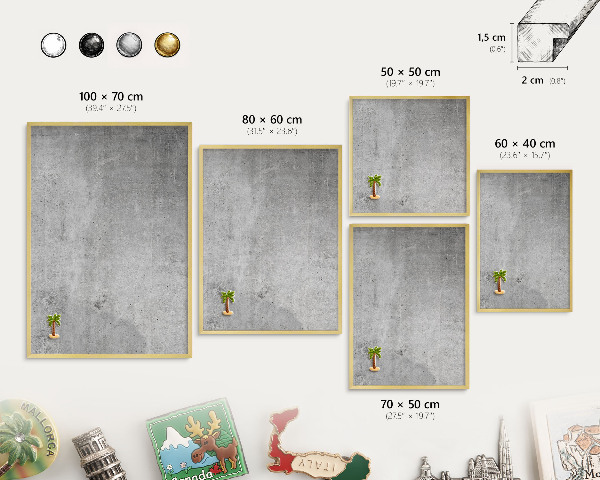 Magnetic board for magnets in a gold frame Concrete minimalism