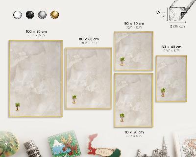 Magnetic board for magnets in a gold frame Beige marble