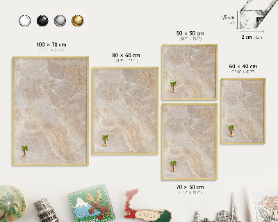 Magnetic board for magnets in a gold frame Cream marble