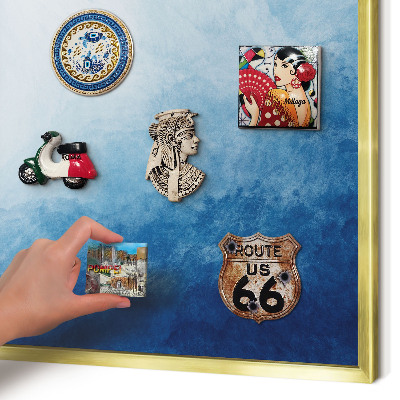 Magnetic board for magnets in a gold frame Blue abstractions