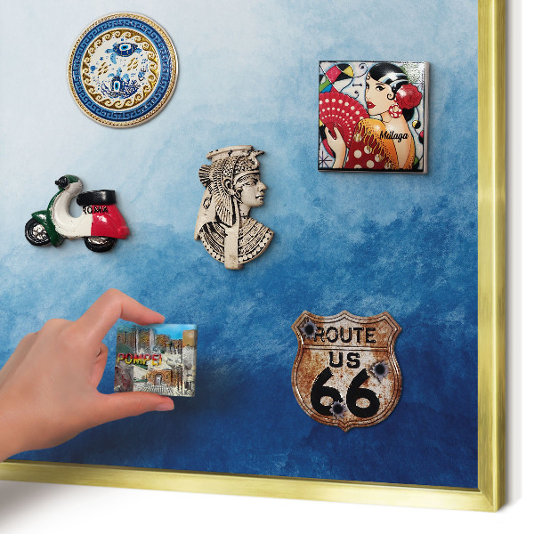 Magnetic board for magnets in a gold frame Blue abstractions