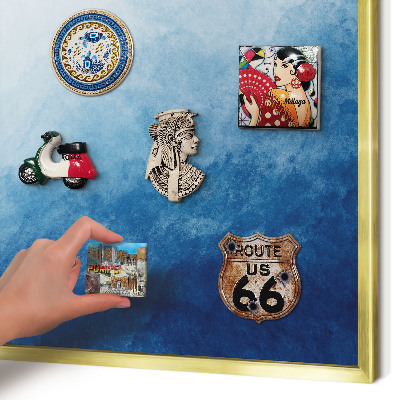 Magnetic board for magnets in a gold frame Blue abstractions