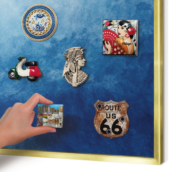 Magnetic board for magnets in a gold frame Blue abstractions