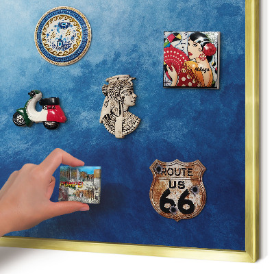 Magnetic board for magnets in a gold frame Blue abstractions