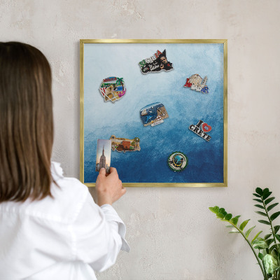 Magnetic board for magnets in a gold frame Blue abstractions