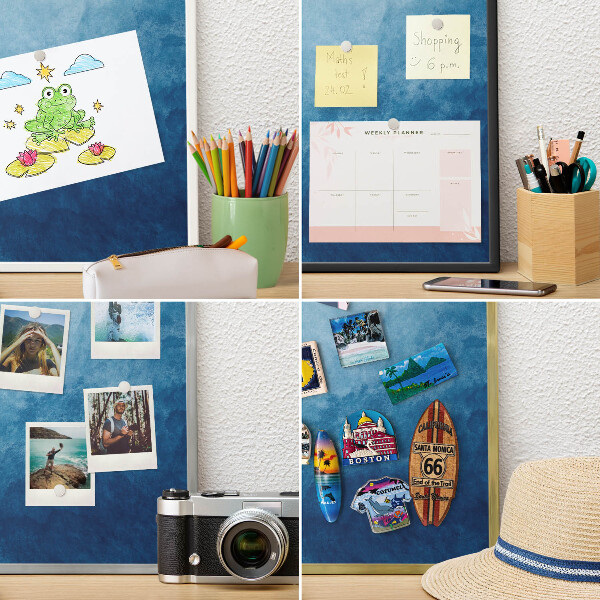 Magnetic board for magnets in a gold frame Blue abstractions