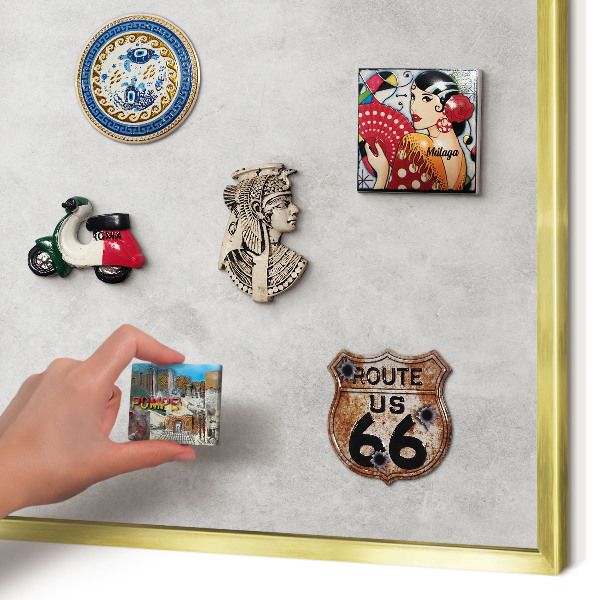 Magnetic board for magnets in a gold frame Gray elegance