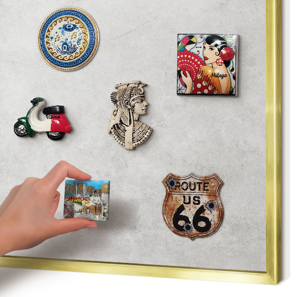 Magnetic board for magnets in a gold frame Gray elegance