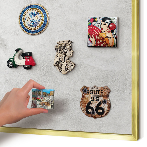 Magnetic board for magnets in a gold frame Gray elegance