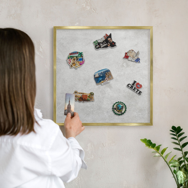 Magnetic board for magnets in a gold frame Gray elegance