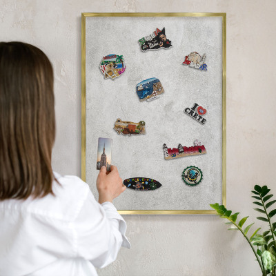 Magnetic board for magnets in a gold frame Gray elegance