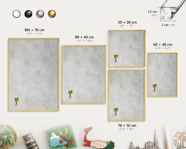 Magnetic board for magnets in a gold frame Gray elegance