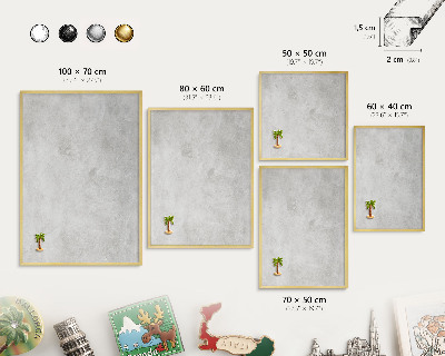 Magnetic board for magnets in a gold frame Gray elegance