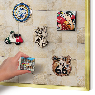 Metal magnet board with a gold frame Neutral elegance