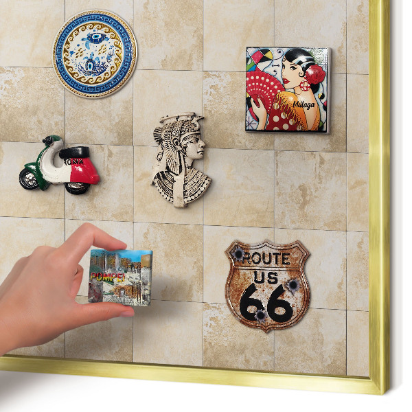 Metal magnet board with a gold frame Neutral elegance