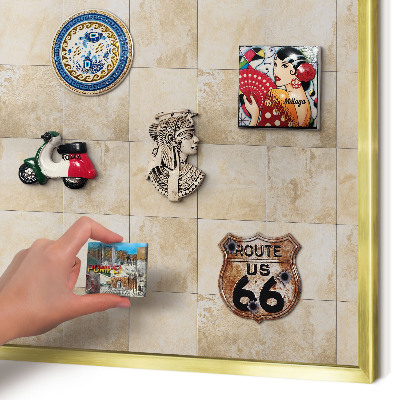 Metal magnet board with a gold frame Neutral elegance