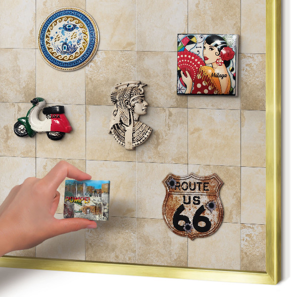 Metal magnet board with a gold frame Neutral elegance
