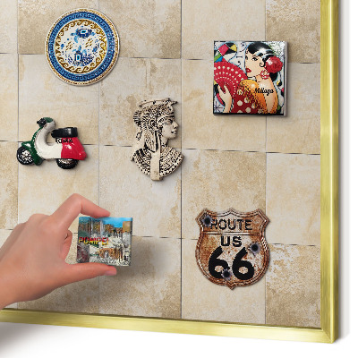 Metal magnet board with a gold frame Neutral elegance
