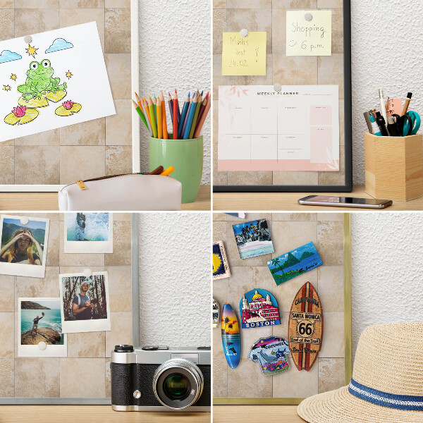 Metal magnet board with a gold frame Neutral elegance