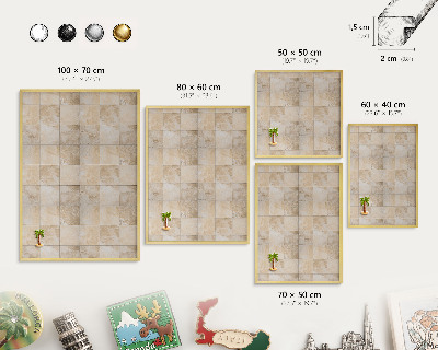 Metal magnet board with a gold frame Neutral elegance