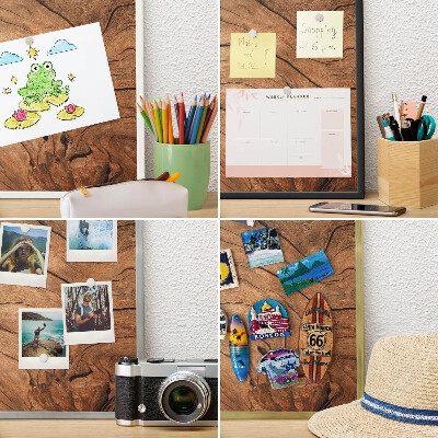 Metal magnet board with a gold frame Wood grain
